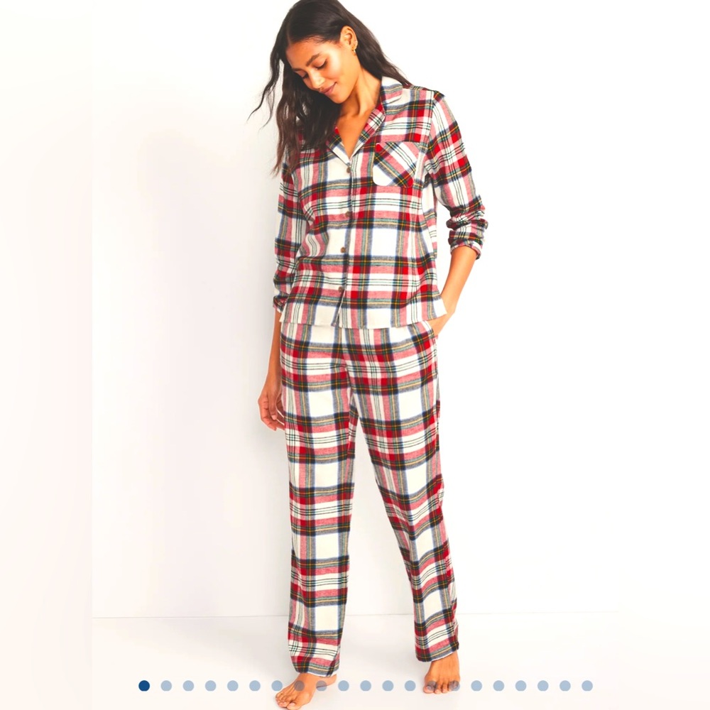 Old Navy XXL Tall White Tartan Plaid Pajamas Cotton